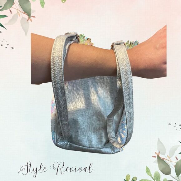 Justice “B” Initial Flip Sequin Pom Pom Adjustable Mini Backpack Bag - NWOT - Picture 7 of 11